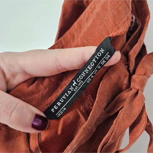 Peruvian Connection Orange High Waist Wide Leg Pants 4 - Picture 10 of 11